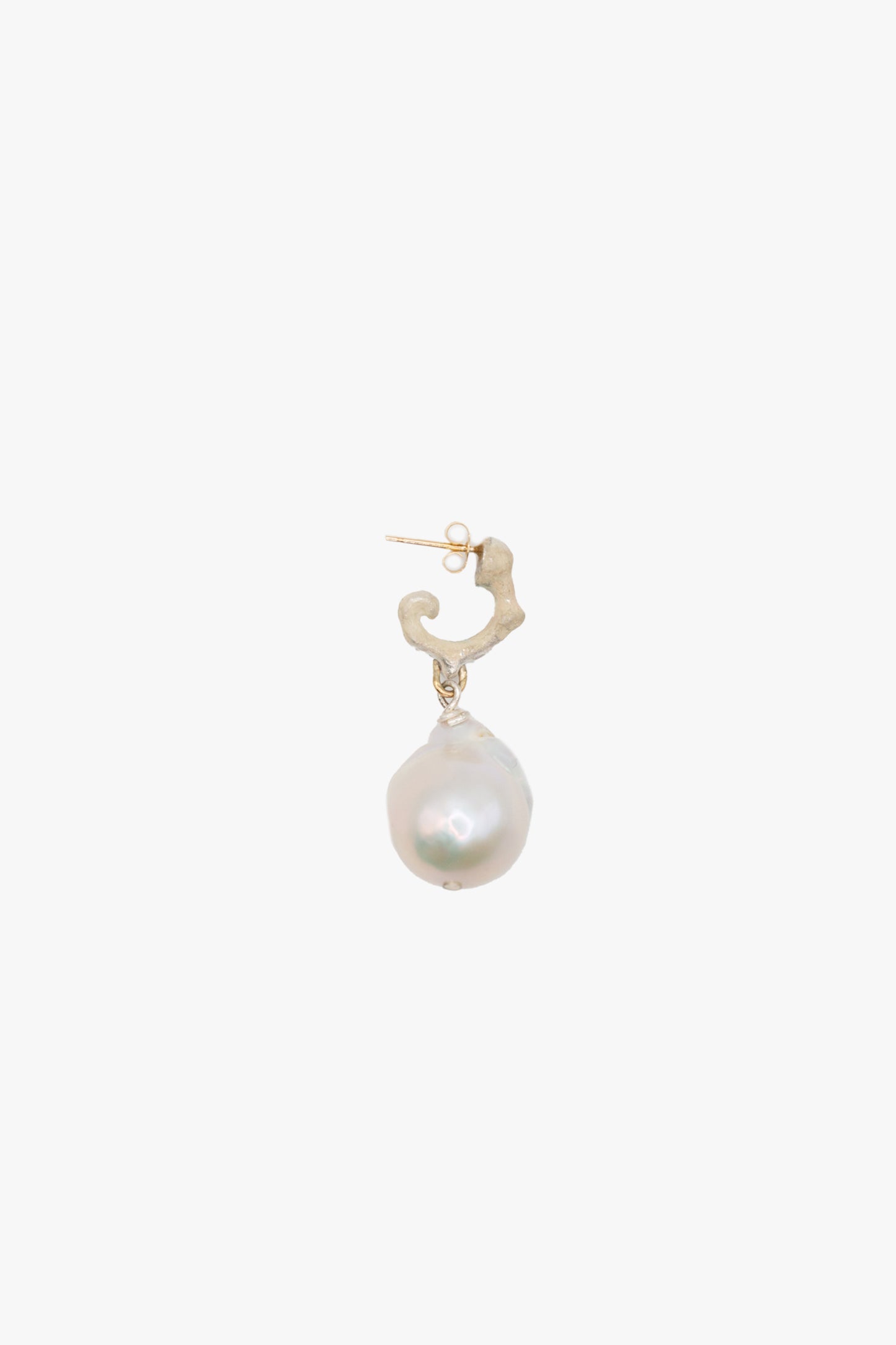 Bone Earring No.1 Small with 1 fresh water Baroque Pearl
