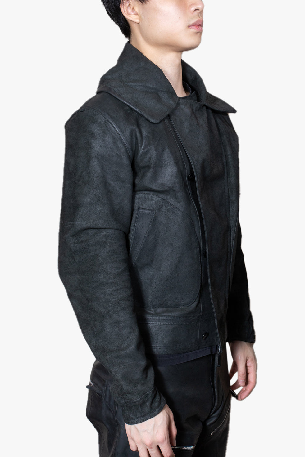 LO-168 LEATHER REVERSIBLE AVIATOR JACKET WITH INTERNAL HOOD