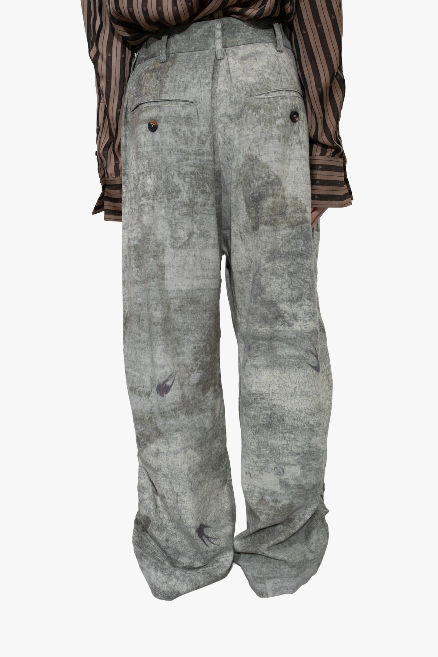 OM2530519- digital print side gathered trousers