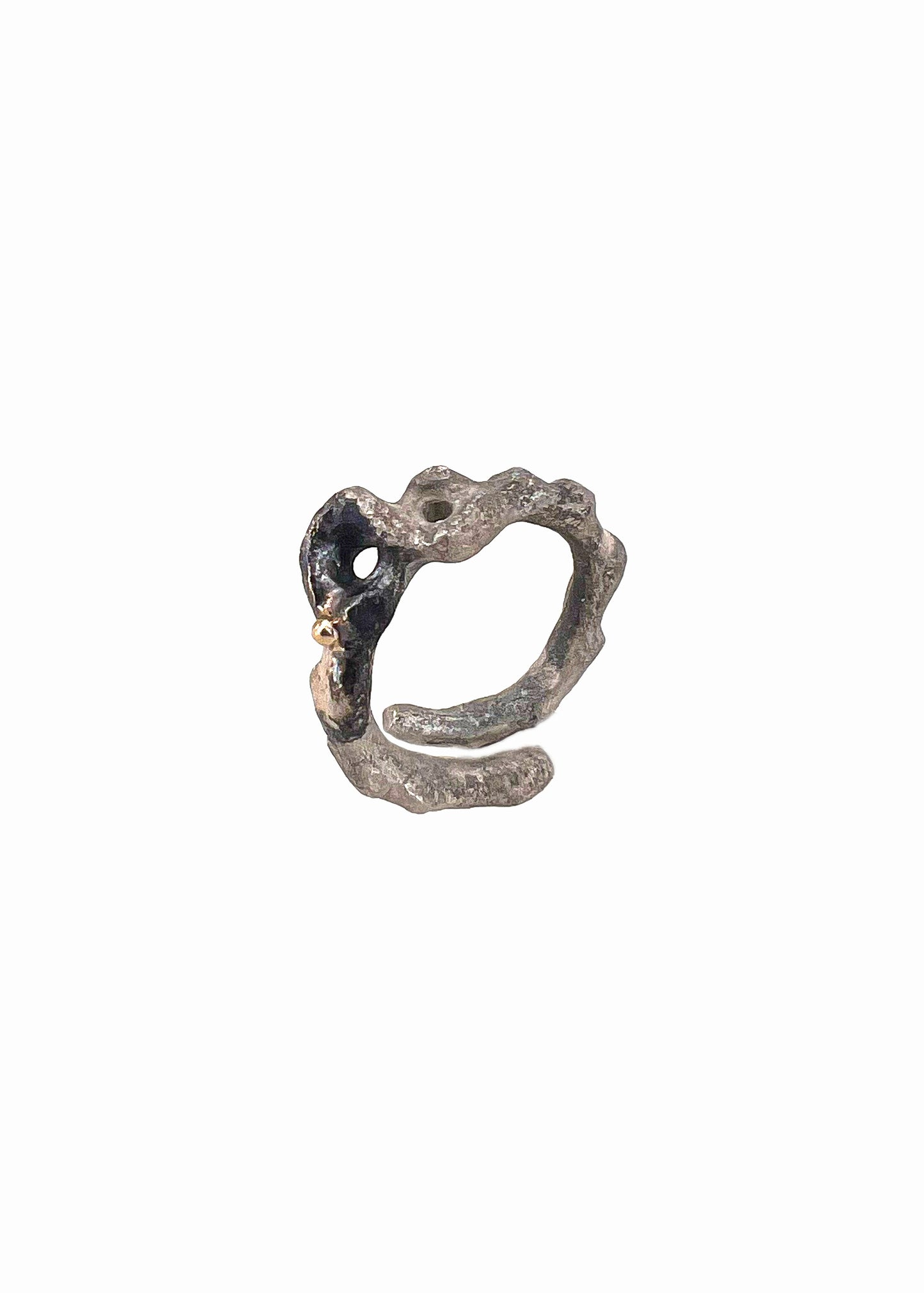 Bone ring No.5 with 9ct yellow gold
