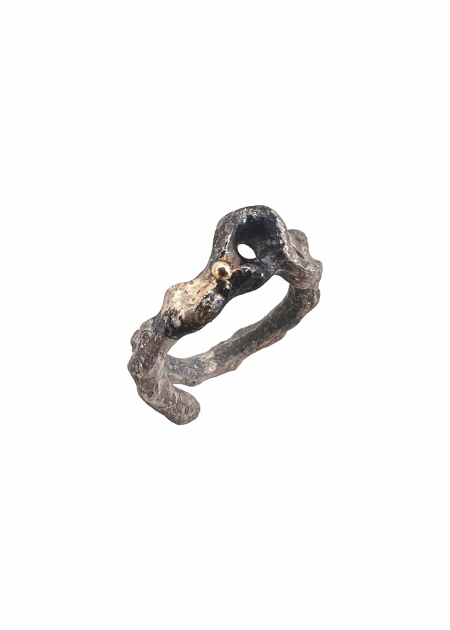 Bone ring No.5 with 9ct yellow gold