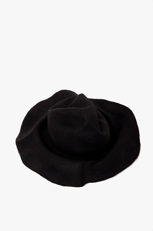 RHRY009 RABBIT FUR FELT MOLDABLE HAT WITH WRINKLED BRIM & CROWN.