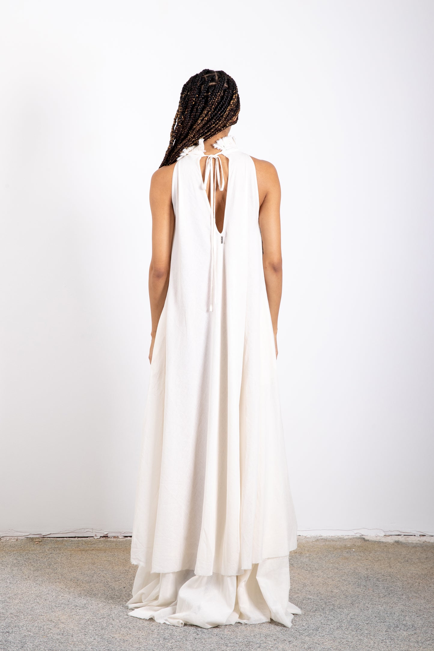 Cotton dress with a bow floor length