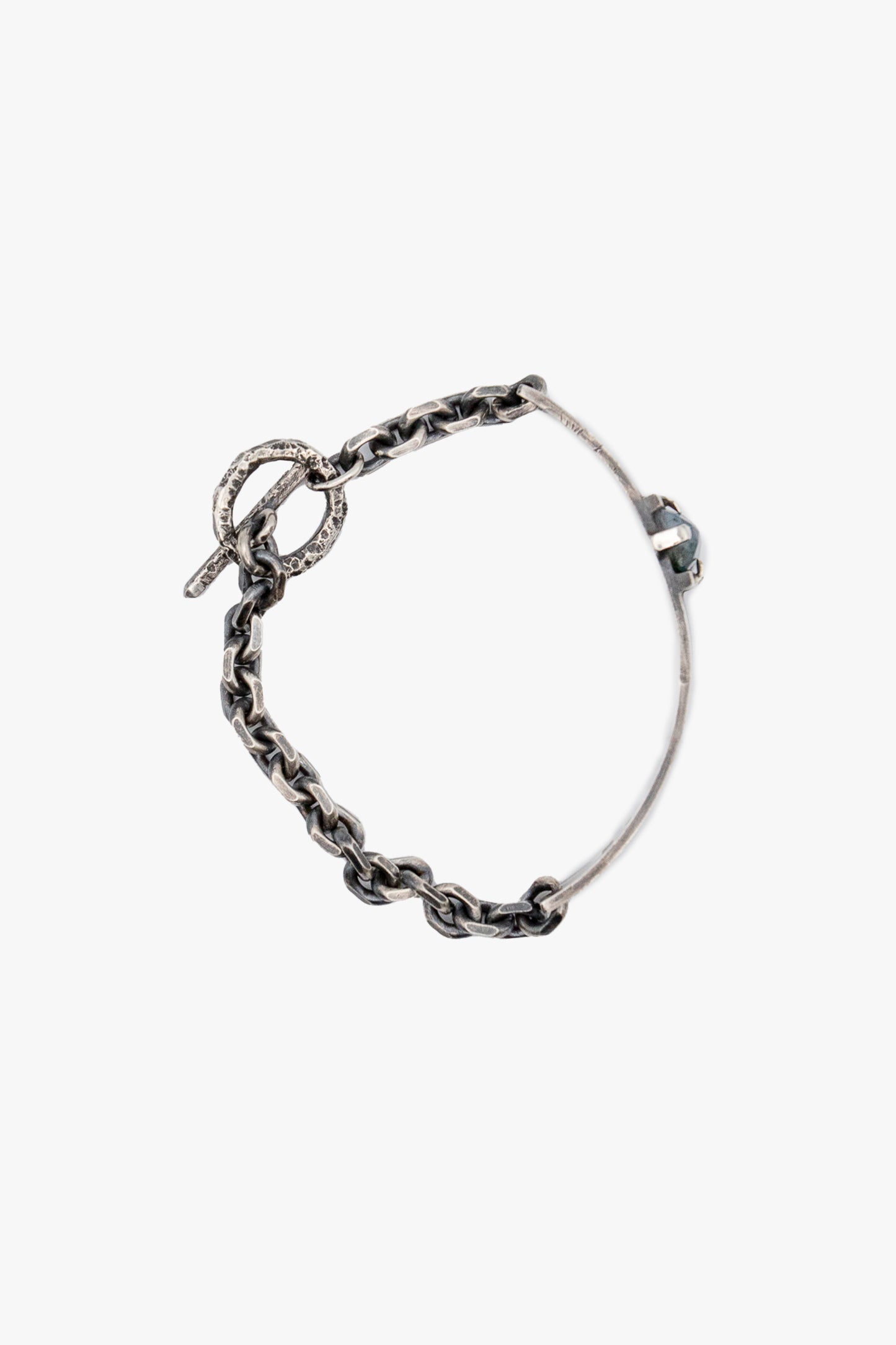 BX17 silver bracelet green stone