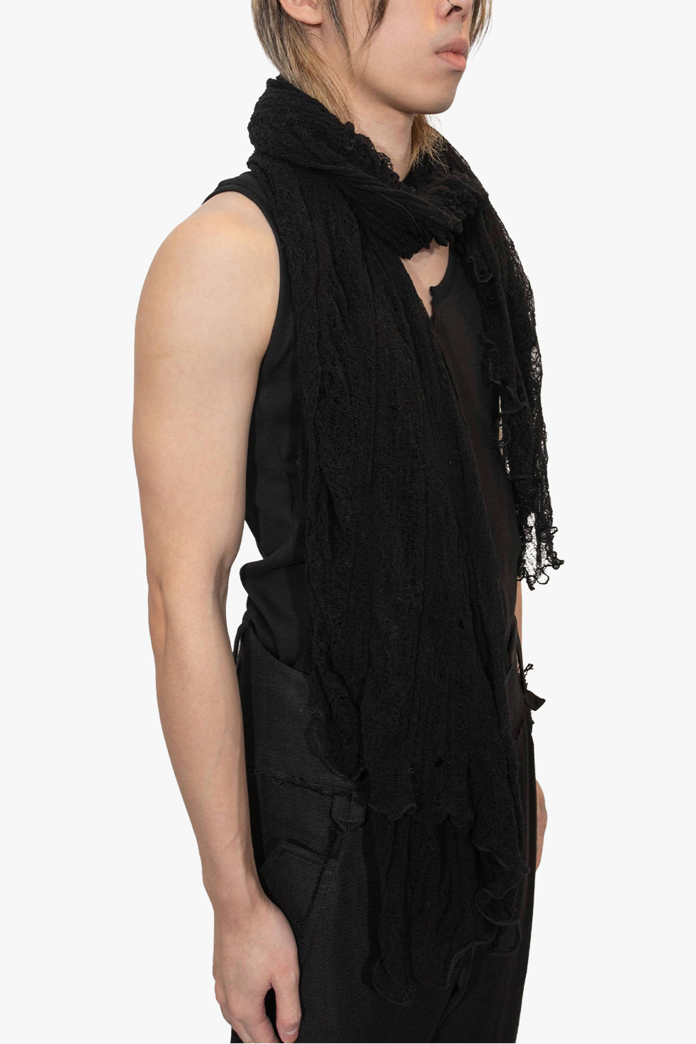 FULLY HAND DE-KNITTED SCARF REEMBROIDERED