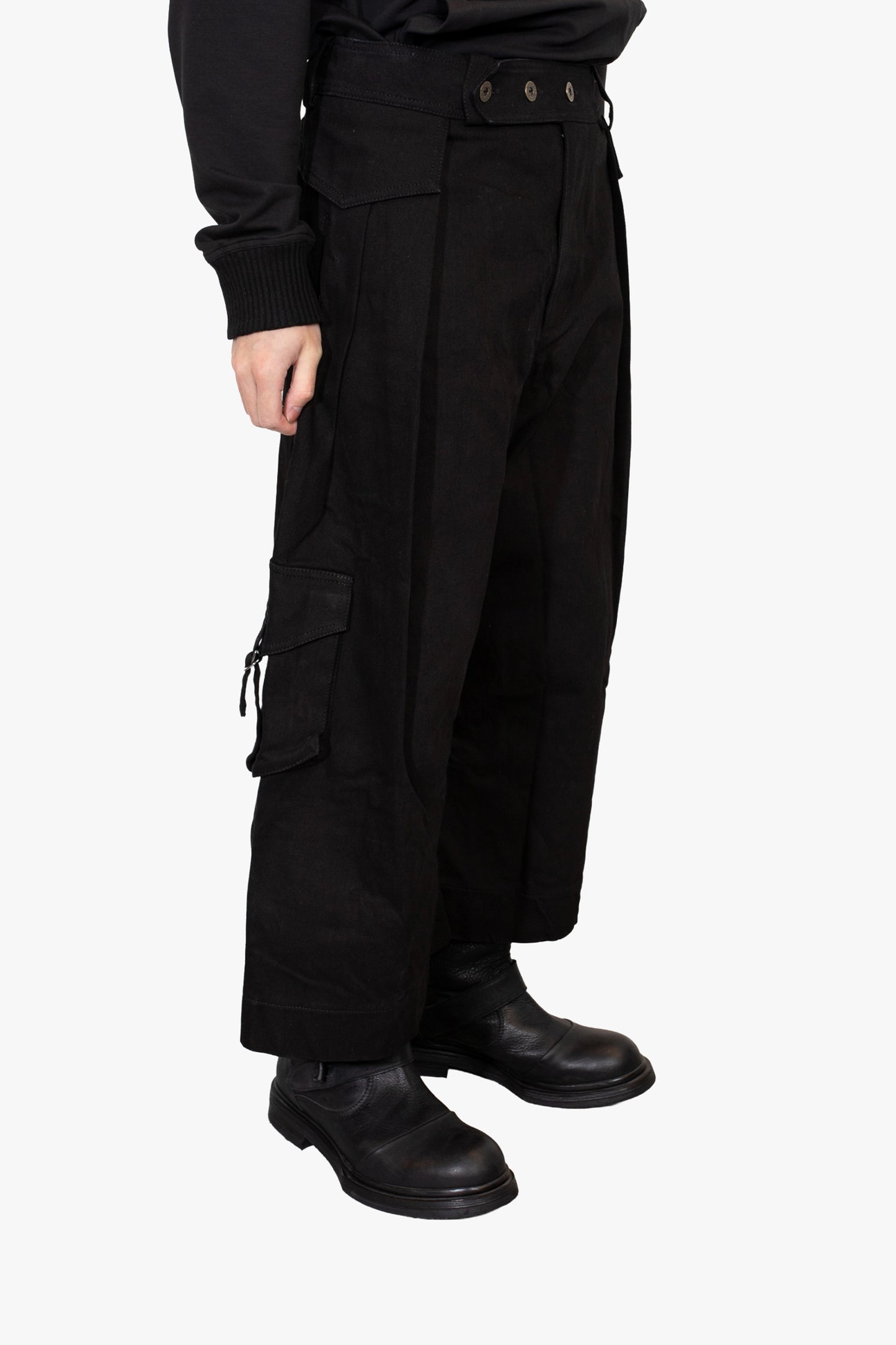 OVERWIDE 6/7 CARGO PANTS DOUBLE FRONT PLEATS WITH POCKETS