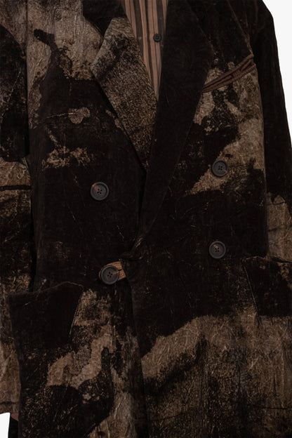 OM2531101- Velvet double - breasted long coat