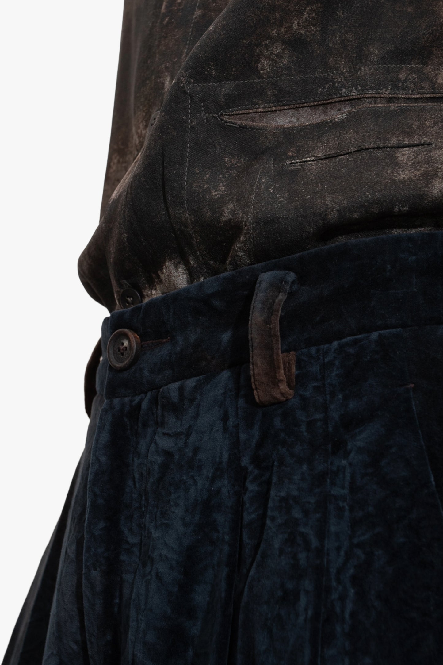 OM2530509- velvet straight leg trousers