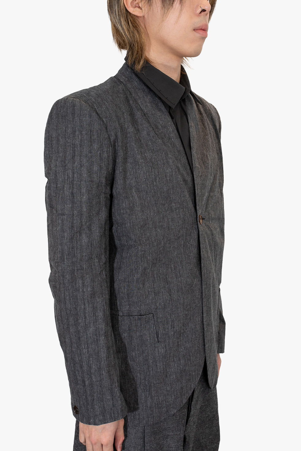Tailored 1-button collarless jacket