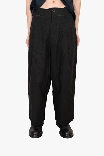 Embossed double pleats trousers