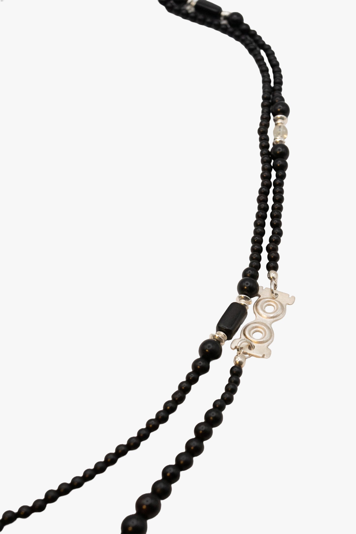 Wood glass silver necklace