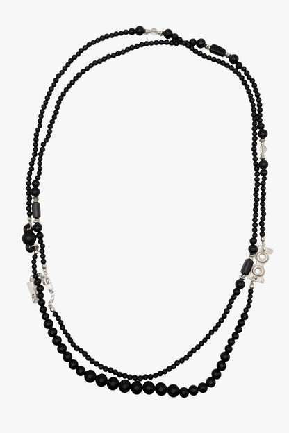 Wood glass silver necklace