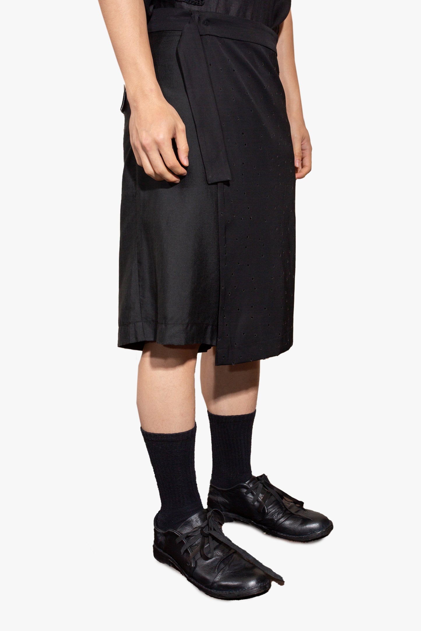 Black laser cut shorts