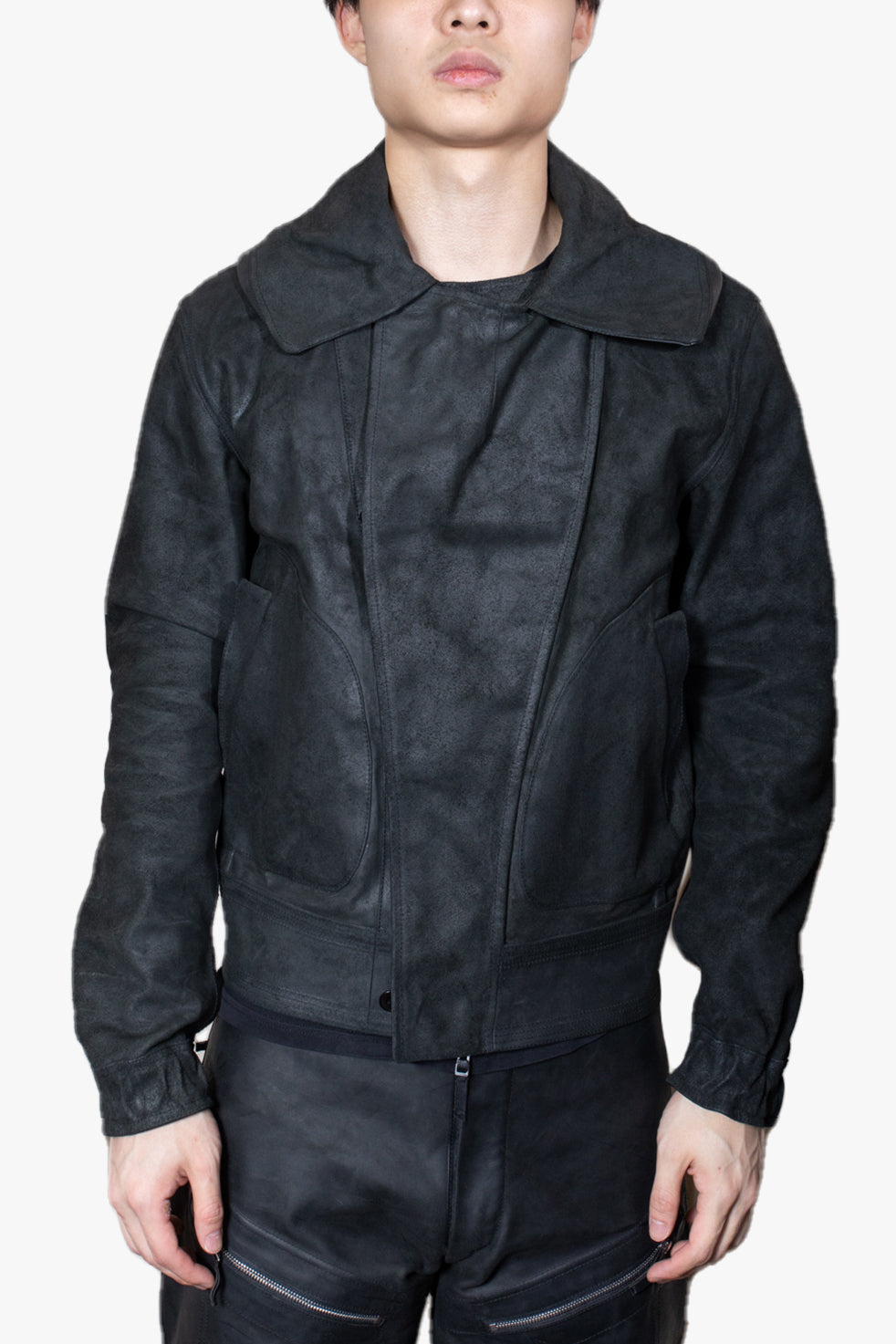 LO-168 LEATHER REVERSIBLE AVIATOR JACKET WITH INTERNAL HOOD