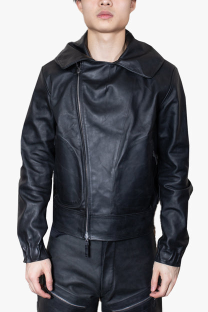 LO-168 LEATHER REVERSIBLE AVIATOR JACKET WITH INTERNAL HOOD