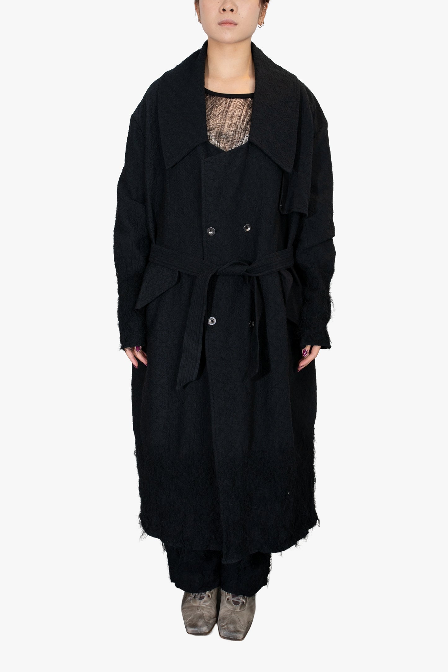 Oversized coat scratched edges