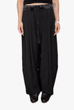 Black wool wide pants