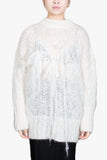 Mohair oversize crew neck sweater floating threads details