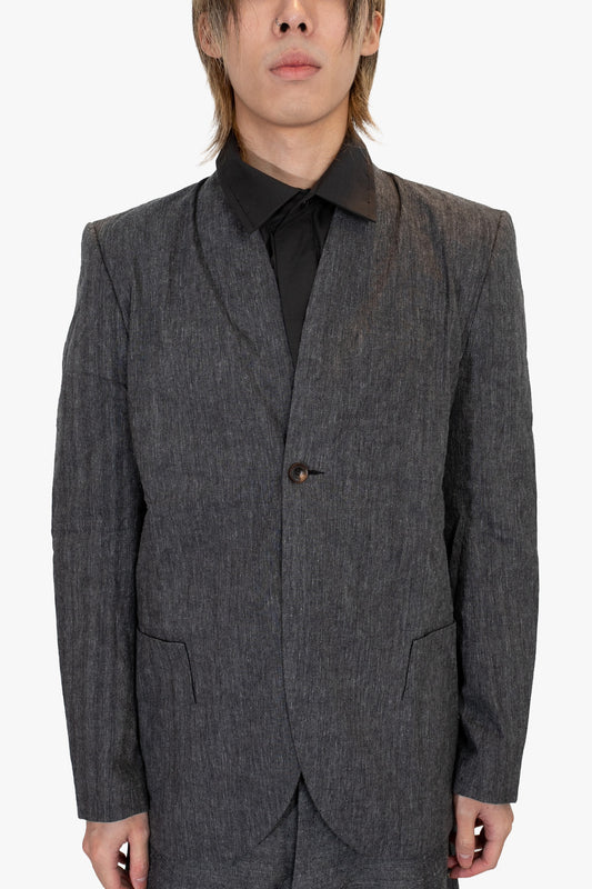 Tailored 1-button collarless jacket