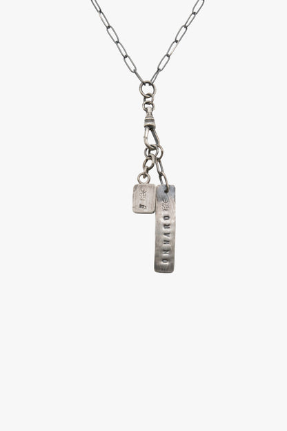 NX08 square pendant +tag necklace