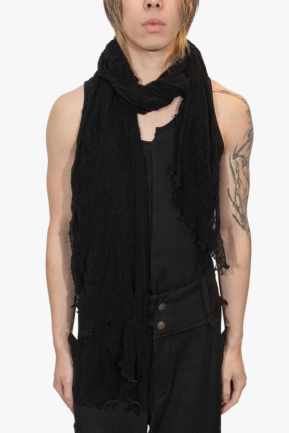 FULLY HAND DE-KNITTED SCARF REEMBROIDERED