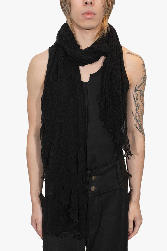 FULLY HAND DE-KNITTED SCARF REEMBROIDERED