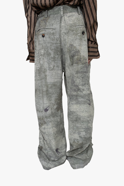 OM2530519- digital print side gathered trousers