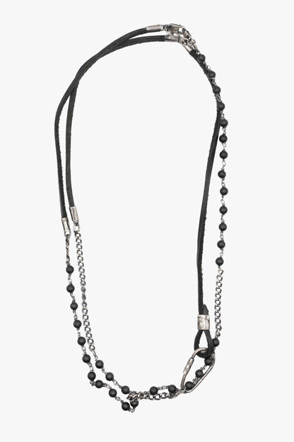 ND22 2layers leather and silver necklace