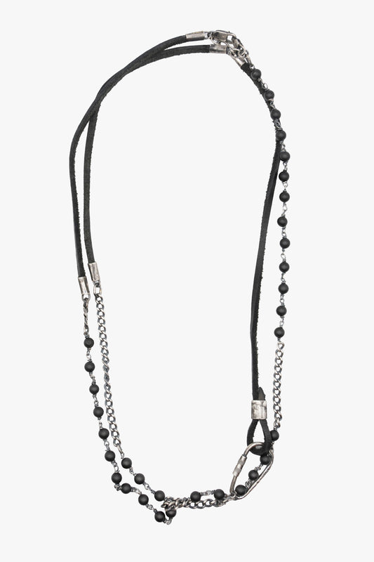 ND22 2layers leather and silver necklace