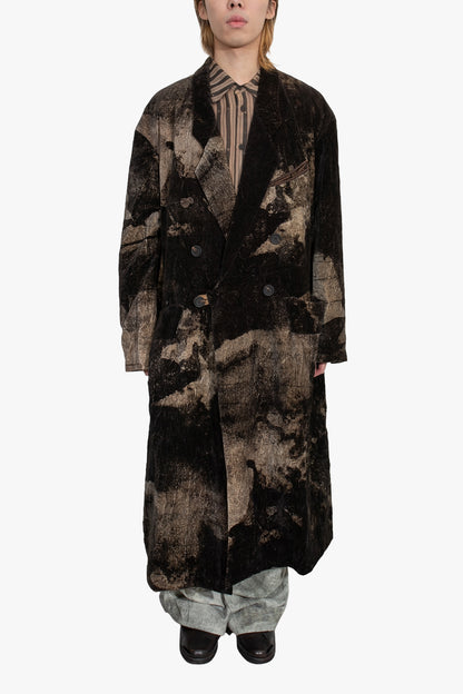 OM2531101- Velvet double - breasted long coat