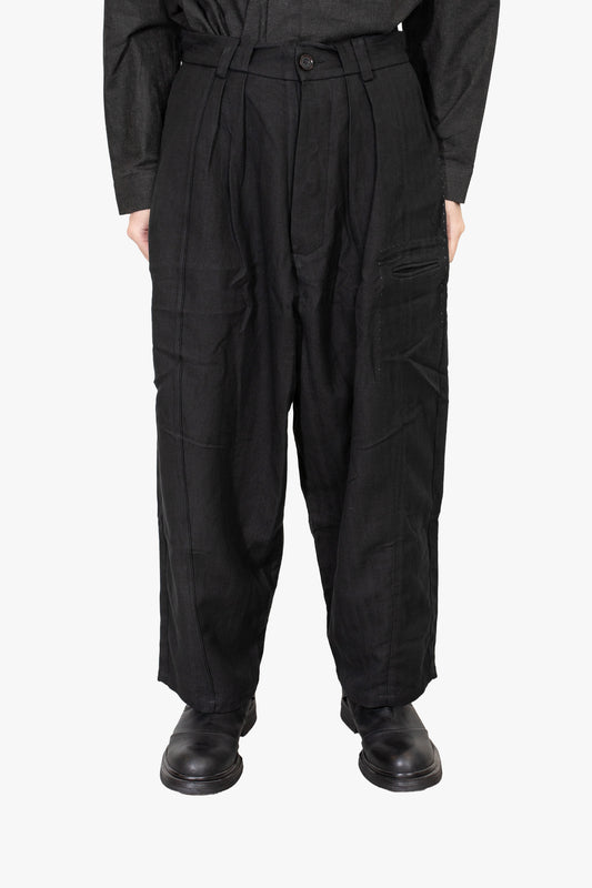 Embossed double pleats trousers