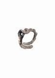 Bone ring No.5 open ring with double holes and a fused gold nugget