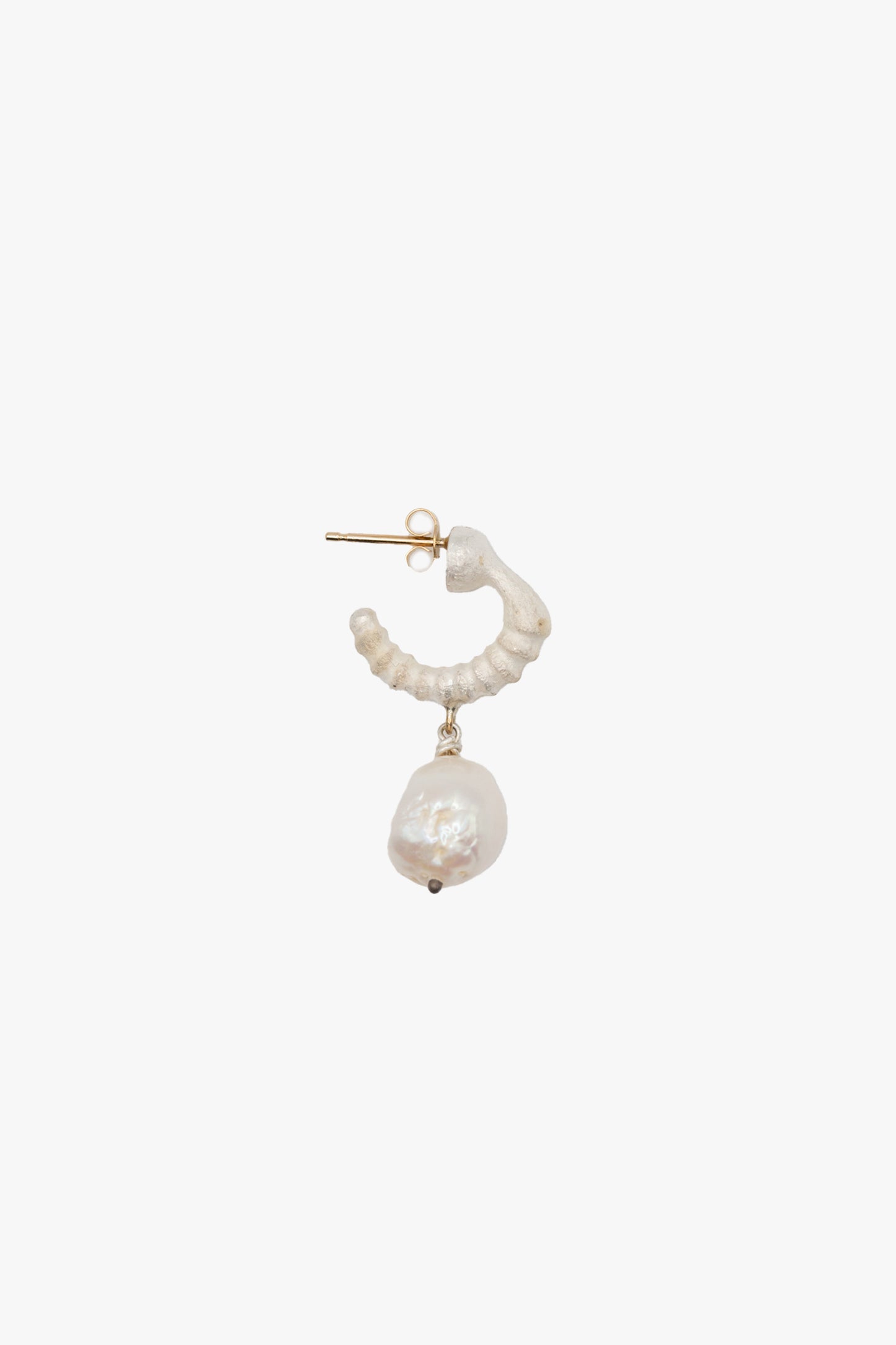 Bone Earring No.2 Small with 1 Large fresh water Pearl