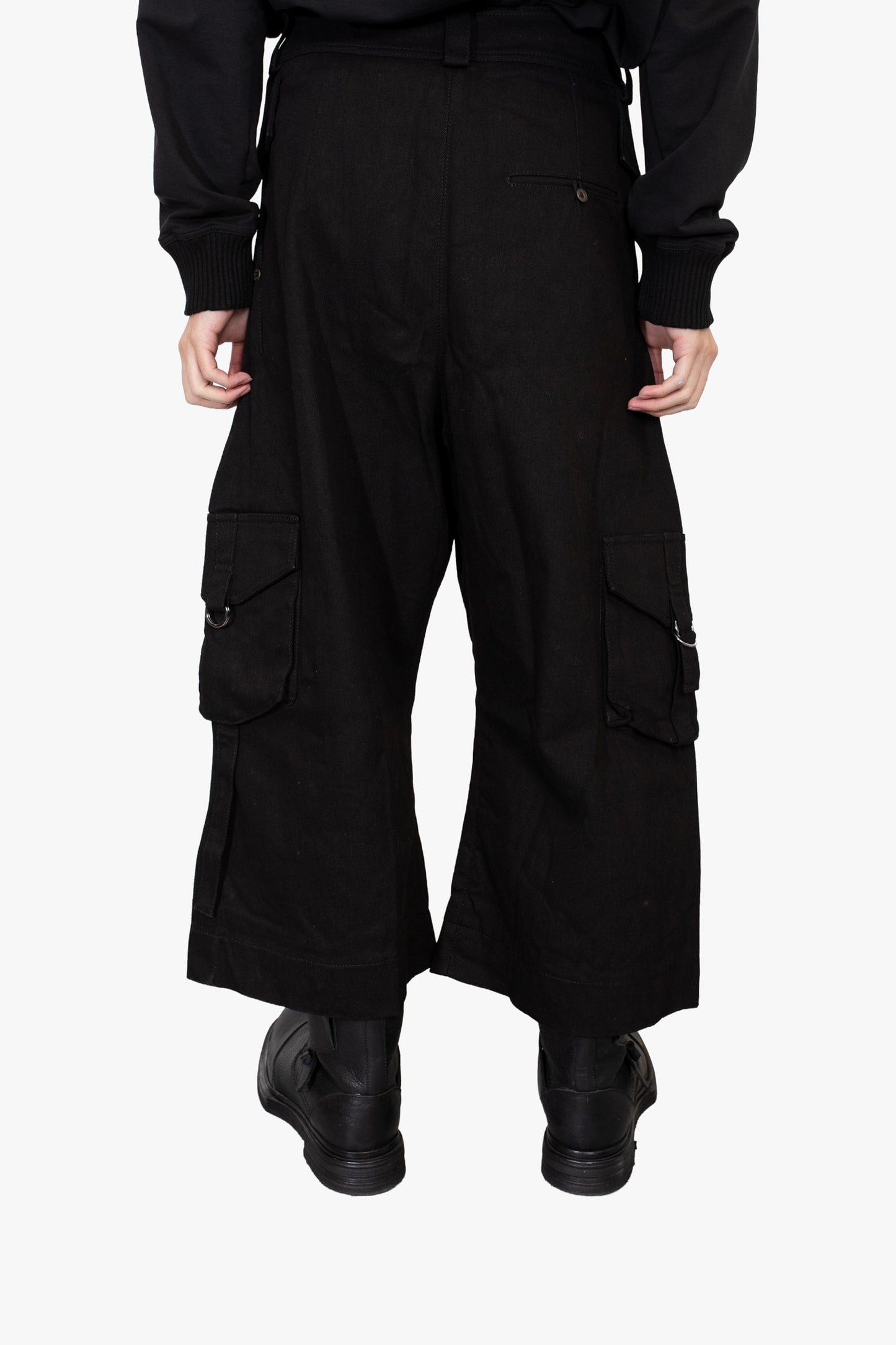 OVERWIDE 6/7 CARGO PANTS DOUBLE FRONT PLEATS WITH POCKETS
