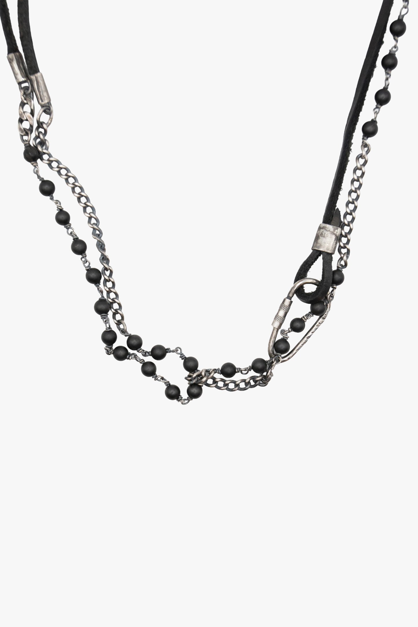 ND22 2layers leather and silver necklace