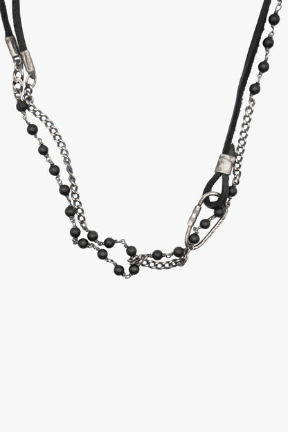 ND22 2layers leather and silver necklace