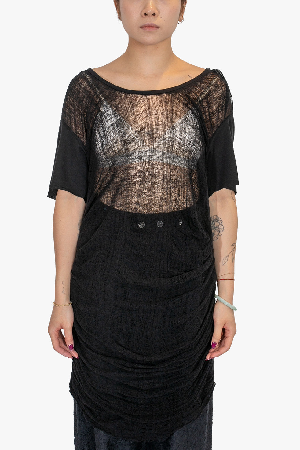 Front deknitted T-shirt