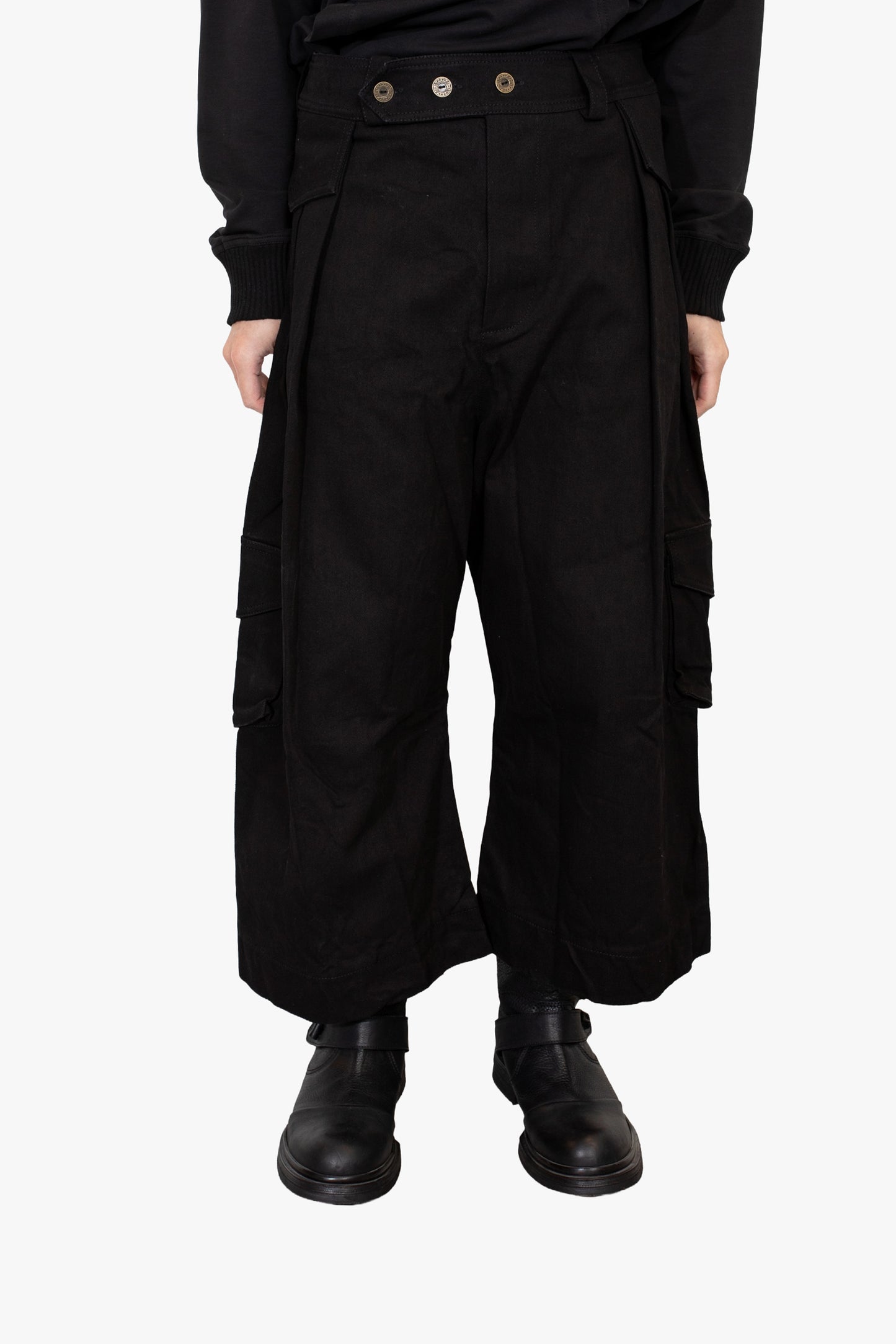 OVERWIDE 6/7 CARGO PANTS DOUBLE FRONT PLEATS WITH POCKETS