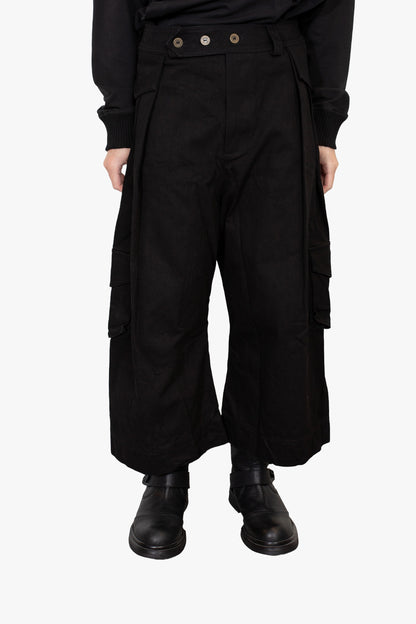 OVERWIDE 6/7 CARGO PANTS DOUBLE FRONT PLEATS WITH POCKETS