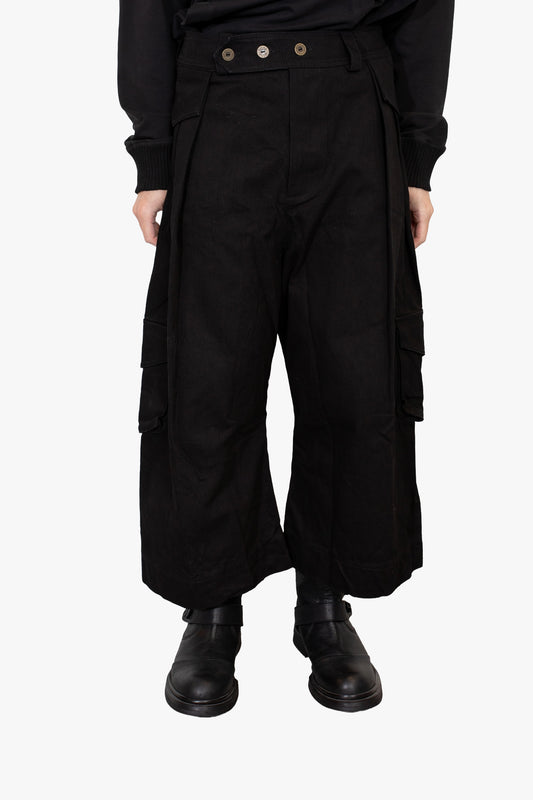 OVERWIDE 6/7 CARGO PANTS DOUBLE FRONT PLEATS WITH POCKETS