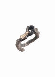 Bone ring No.5 open ring with double holes and a fused gold nugget