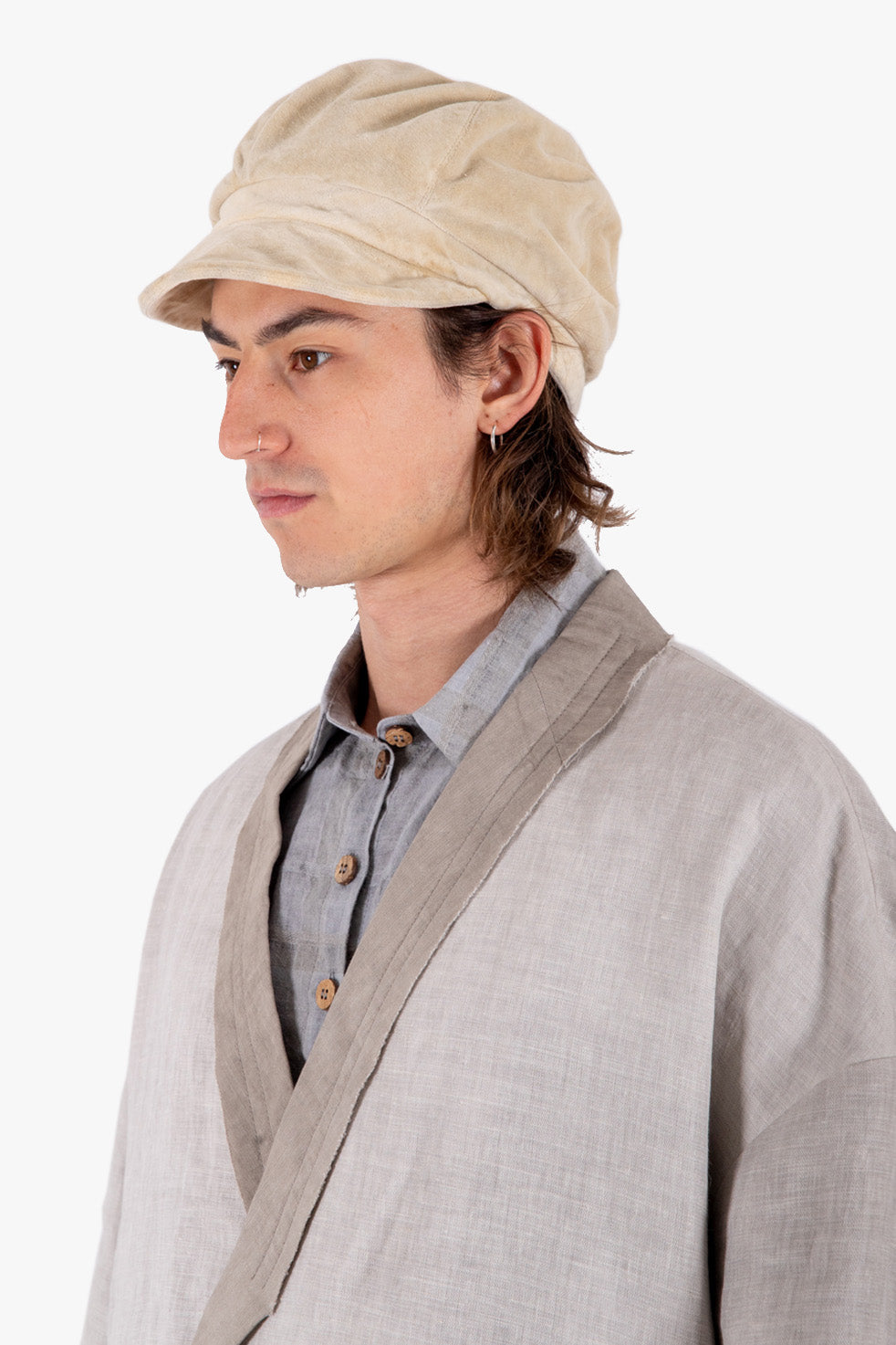 THCAP COTTON VELVET CAP WITH VOLUMINOUS CROWN AND LARGE BRIM