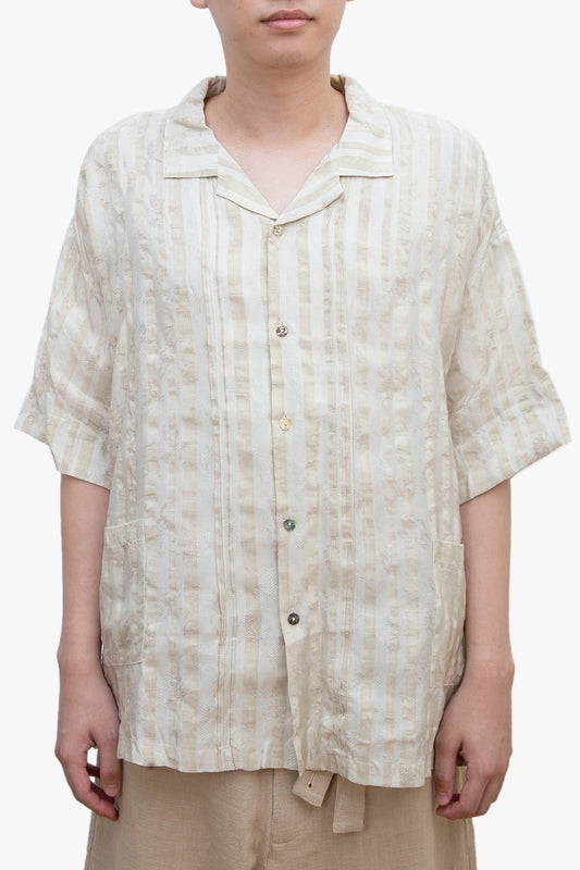 Le KAYURI embroidery short shirt Beige