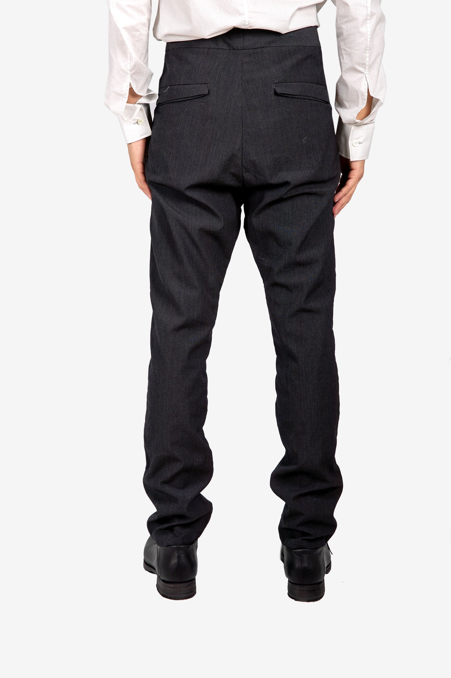 P-157 REFLECTIVE SLIM ANKLE LOW CROTCH TROUSERS WITH INTERNAL BELT AND 3D POCKET