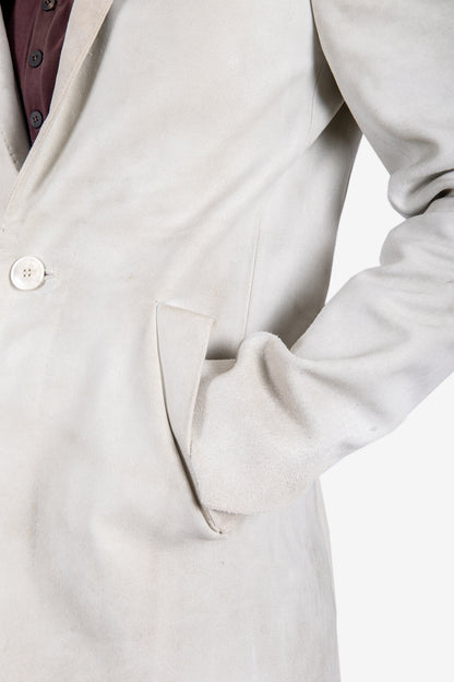 LJ–160 REFLECTIVE LONG LEATHER 2-BUTTON JACKET WITH CUTAWAY DETAIL